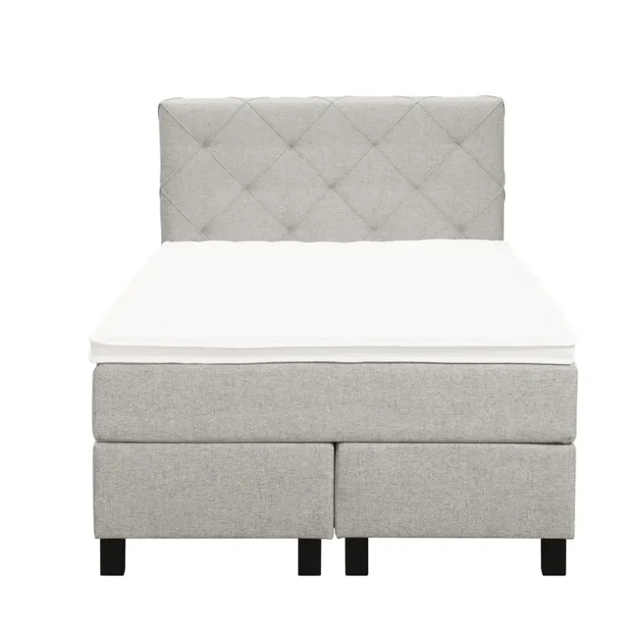 Leen Bakker Boxspring Liv geruit - ecru - 120x200 cm - vierkante poot
