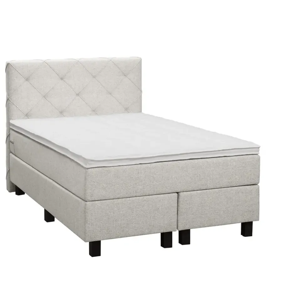 Leen Bakker Boxspring Liv geruit - ecru - 120x200 cm - vierkante poot