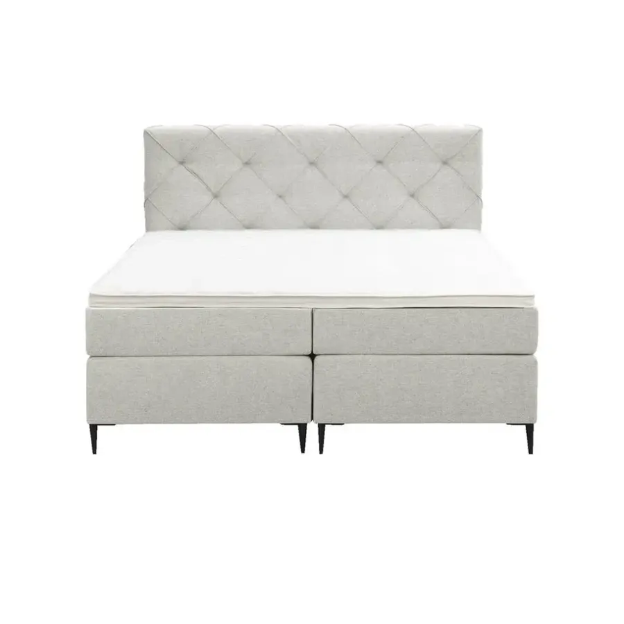 2-Persoons Boxsprings-Leen Bakker Boxspring Liv geruit - ecru - 160x200 cm - slanke poot