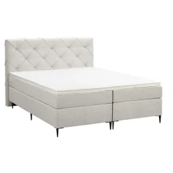 2-Persoons Boxsprings-Leen Bakker Boxspring Liv geruit - ecru - 160x200 cm - slanke poot