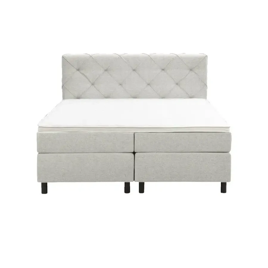 2-Persoons Boxsprings-Leen Bakker Boxspring Liv geruit - ecru - 180x200 cm - ronde poot