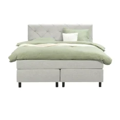 2-Persoons Boxsprings-Leen Bakker Boxspring Liv geruit - ecru - 140x200 cm - ronde poot