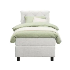 1-Persoons Boxsprings-Leen Bakker Boxspring Liv geruit - ecru - 90x200 cm - vierkante poot