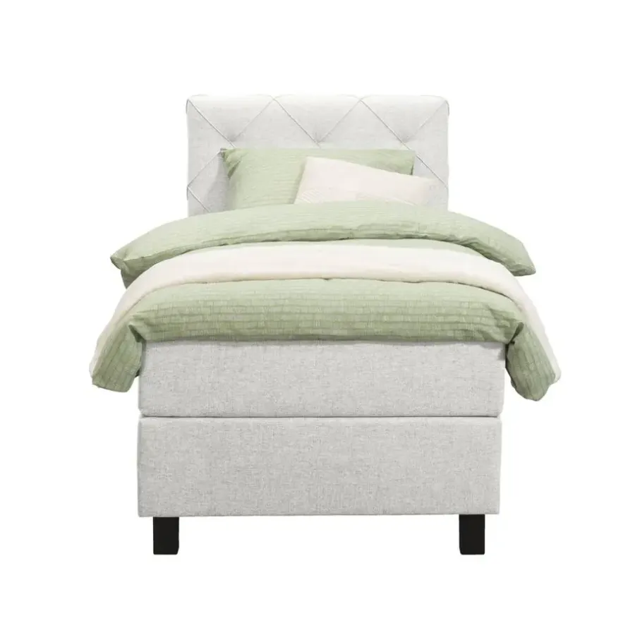 1-Persoons Boxsprings-Leen Bakker Boxspring Liv geruit - ecru - 90x200 cm - vierkante poot
