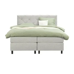 Leen Bakker Boxspring Liv geruit - ecru - 160x200 cm - ronde poot