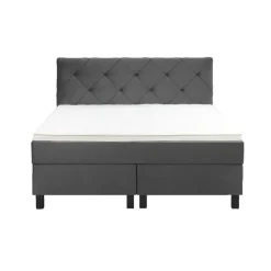 Leen Bakker Boxspring Liv geruit - grijs - 140x200 cm - vierkante poot