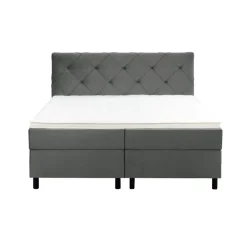 2-Persoons Boxsprings-Leen Bakker Boxspring Liv geruit - grijs - 180x200 cm - ronde poot