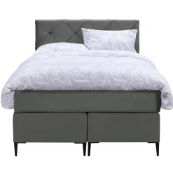 1-Persoons Boxsprings-Leen Bakker Boxspring Liv geruit - grijs - 120x200 cm - slanke poot