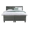 2-Persoons Boxsprings-Leen Bakker Boxspring Liv geruit - grijs - 160x200 cm - vierkante poot