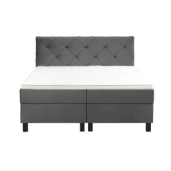 2-Persoons Boxsprings-Leen Bakker Boxspring Liv geruit - grijs - 160x200 cm - vierkante poot