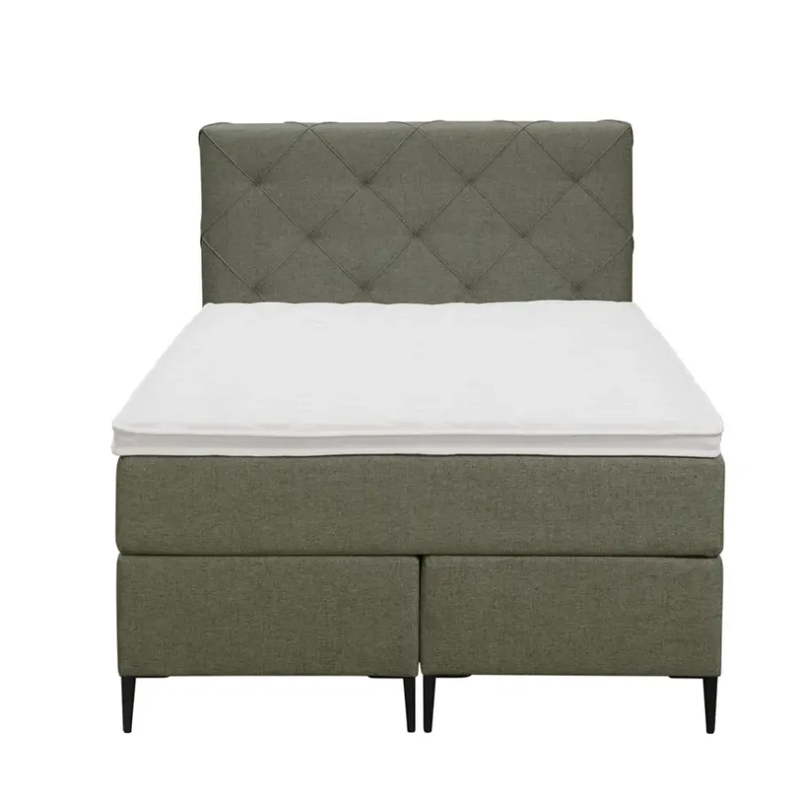 Leen Bakker Boxspring Liv geruit - groen - 120x200 cm - slanke poot