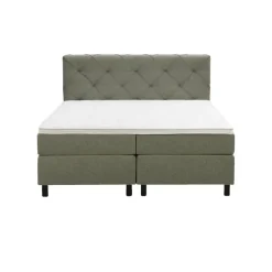 2-Persoons Boxsprings-Leen Bakker Boxspring Liv geruit - groen - 160x200 cm - ronde poot