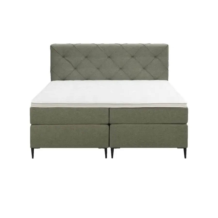 Leen Bakker Boxspring Liv geruit - groen - 180x200 cm - slanke poot