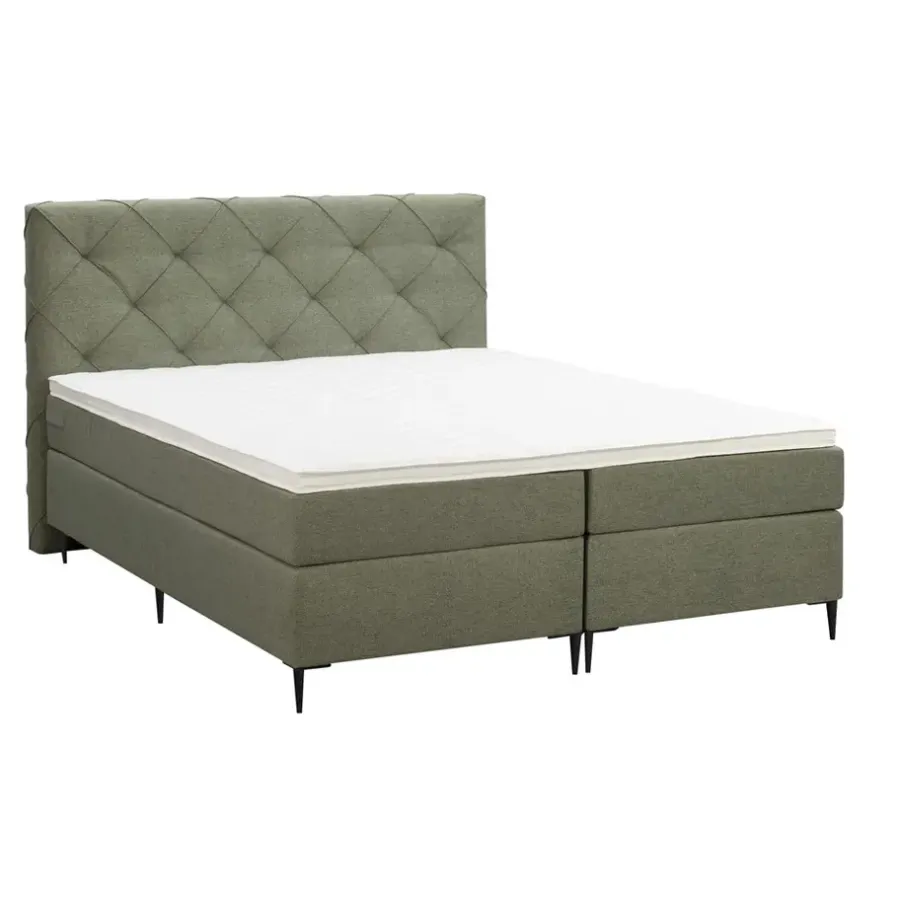 Leen Bakker Boxspring Liv geruit - groen - 180x200 cm - slanke poot