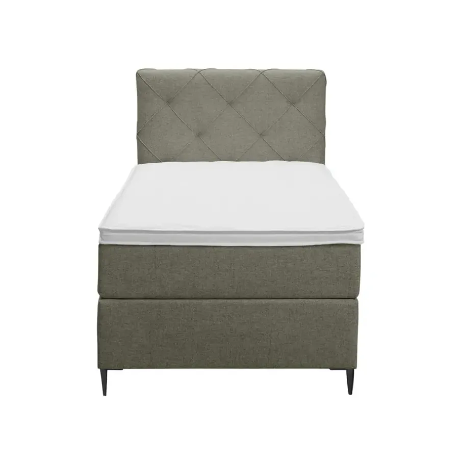 1-Persoons Boxsprings-Leen Bakker Boxspring Liv geruit - groen - 90x200 cm - slanke poot