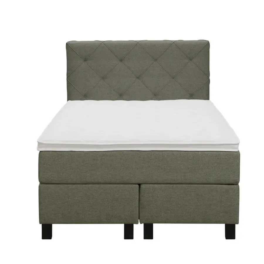 Leen Bakker Boxspring Liv geruit - groen - 120x200 cm - vierkante poot