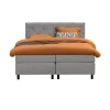 Leen Bakker Boxspring Liv geruit - lichtgrijs - 160x200 cm - ronde poot