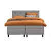 2-Persoons Boxsprings-Leen Bakker Boxspring Liv geruit - lichtgrijs - 160x200 cm - vierkante poot