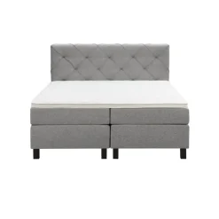 2-Persoons Boxsprings-Leen Bakker Boxspring Liv geruit - lichtgrijs - 160x200 cm - vierkante poot
