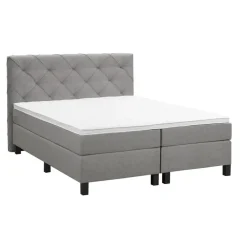 2-Persoons Boxsprings-Leen Bakker Boxspring Liv geruit - lichtgrijs - 160x200 cm - vierkante poot