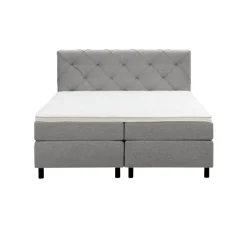 Leen Bakker Boxspring Liv geruit - lichtgrijs - 180x200 cm - ronde poot