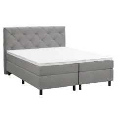 Leen Bakker Boxspring Liv geruit - lichtgrijs - 180x200 cm - ronde poot