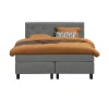 2-Persoons Boxsprings-Leen Bakker Boxspring Liv geruit - lichtgrijs - 140x200 cm - vierkante poot