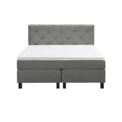 2-Persoons Boxsprings-Leen Bakker Boxspring Liv geruit - lichtgrijs - 140x200 cm - vierkante poot