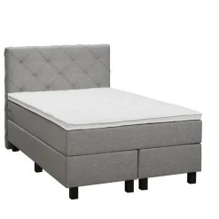 Leen Bakker Boxspring Liv geruit - lichtgrijs - 120x200 cm - vierkante poot