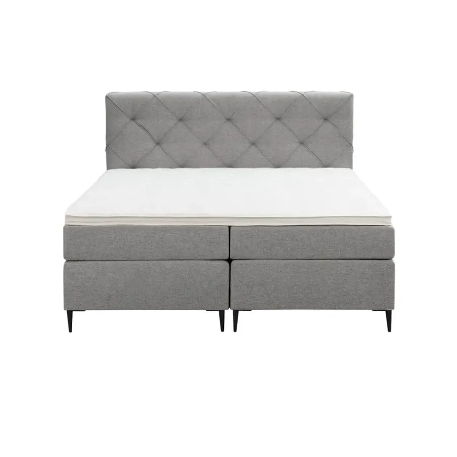 Leen Bakker Boxspring Liv geruit - lichtgrijs - 180x200 cm - slanke poot