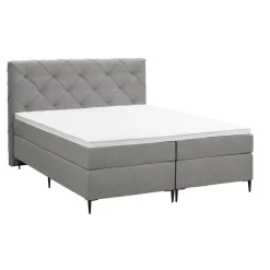 Leen Bakker Boxspring Liv geruit - lichtgrijs - 180x200 cm - slanke poot