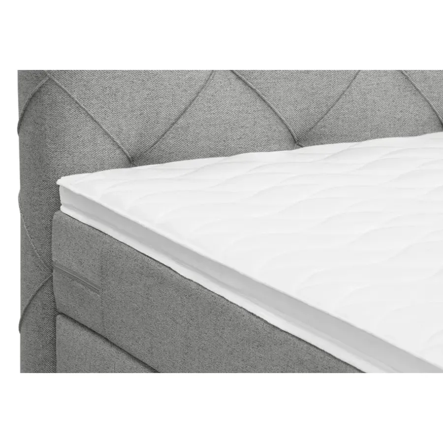 Leen Bakker Boxspring Liv geruit - lichtgrijs - 180x200 cm - slanke poot