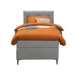 1-Persoons Boxsprings-Leen Bakker Boxspring Liv geruit - lichtgrijs - 90x200 cm - slanke poot