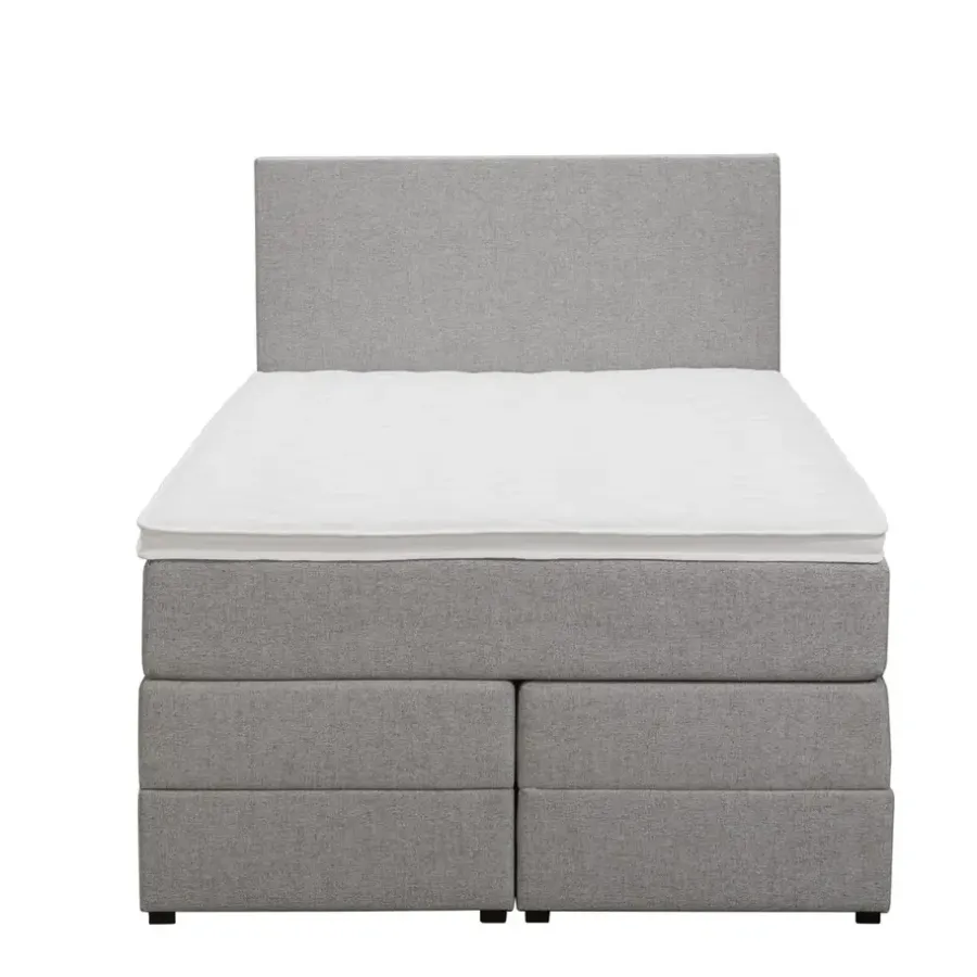 1-Persoons Boxsprings-Leen Bakker Boxspring met opbergruimte Liv egaal - lichtgrijs - 120x200 cm