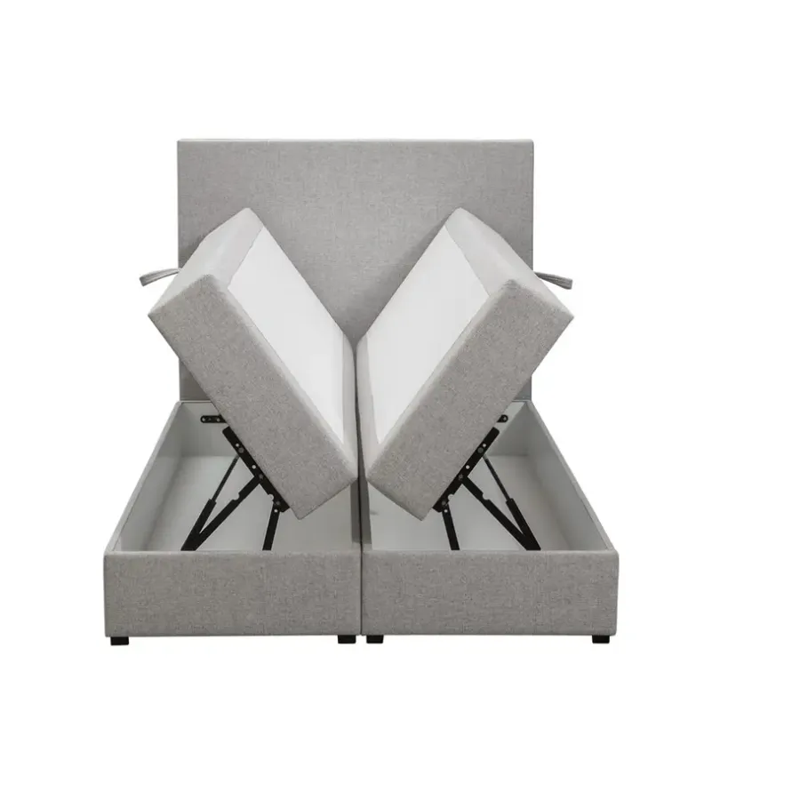 1-Persoons Boxsprings-Leen Bakker Boxspring met opbergruimte Liv egaal - lichtgrijs - 120x200 cm