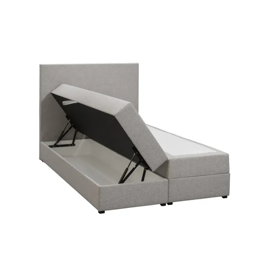 1-Persoons Boxsprings-Leen Bakker Boxspring met opbergruimte Liv egaal - lichtgrijs - 120x200 cm