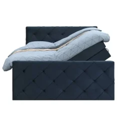 2-Persoons Boxsprings-Leen Bakker Boxspring met opbergruimte en voetbord Liv geruit - blauw - 180x200cm