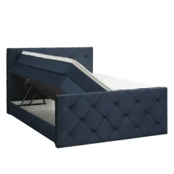 2-Persoons Boxsprings-Leen Bakker Boxspring met opbergruimte en voetbord Liv geruit - blauw - 180x200cm