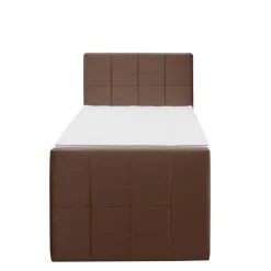 1-Persoons Boxsprings-Leen Bakker Boxspring met opbergruimte en voetbord Liv geblokt - bruin - 90x200cm