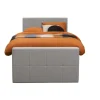 1-Persoons Boxsprings-Leen Bakker Boxspring met opbergruimte en voetbord Liv geblokt - lichtgrijs - 120x200cm
