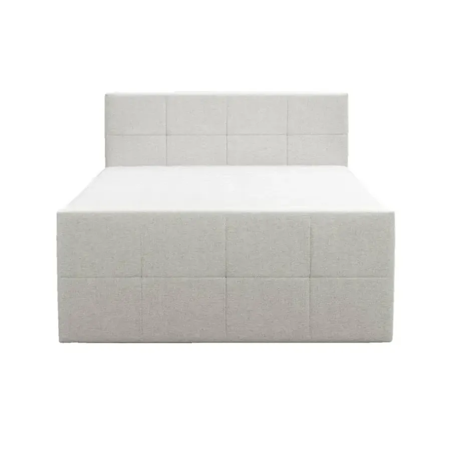 2-Persoons Boxsprings-Leen Bakker Boxspring met opbergruimte en voetbord Liv geblokt - ecru - 140x200cm