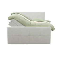 Leen Bakker Boxspring met opbergruimte en voetbord Liv geblokt - ecru - 180x200cm