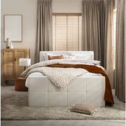 Leen Bakker Boxspring met opbergruimte en voetbord Liv geblokt - ecru - 180x200cm