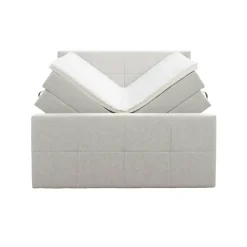 Leen Bakker Boxspring met opbergruimte en voetbord Liv geblokt - ecru - 180x200cm