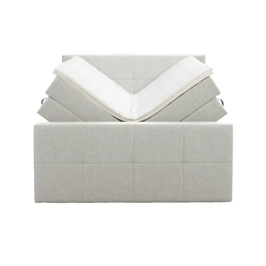 Leen Bakker Boxspring met opbergruimte en voetbord Liv geblokt - ecru - 180x200cm