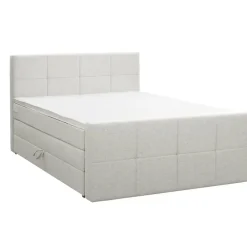 Leen Bakker Boxspring met opbergruimte en voetbord Liv geblokt - ecru - 180x200cm