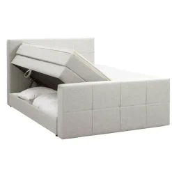 Leen Bakker Boxspring met opbergruimte en voetbord Liv geblokt - ecru - 180x200cm