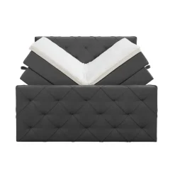 2-Persoons Boxsprings-Leen Bakker Boxspring met opbergruimte en voetbord Liv geruit - antraciet - 180x200cm