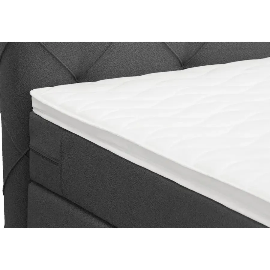 2-Persoons Boxsprings-Leen Bakker Boxspring met opbergruimte en voetbord Liv geruit - antraciet - 180x200cm