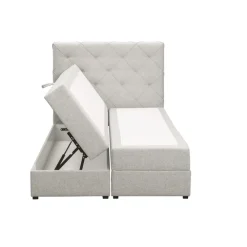 Leen Bakker Boxspring met opbergruimte Liv geruit - ecru - 120x200 cm